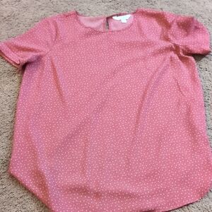 LC Lauren Conrad Rose Pink Printed Short Sleeve Top